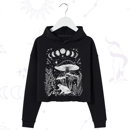 Purplehecate Celestial Frog Mushrooms Crop Hoodie
