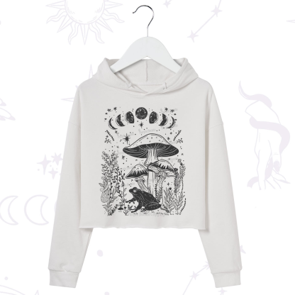 Purplehecate Celestial Frog Mushrooms Crop Hoodie