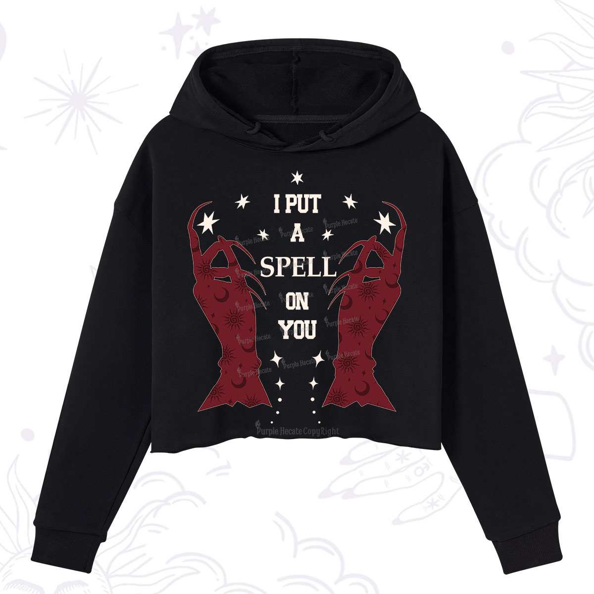 Purplehecate I Put A Spell On You Crop Hoodie