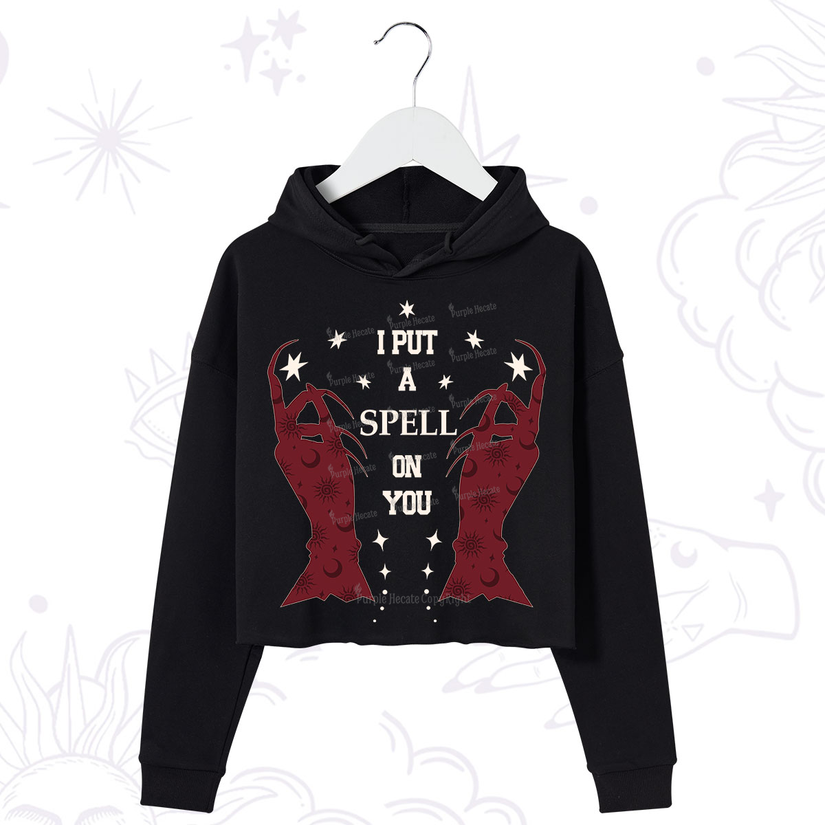 Purplehecate I Put A Spell On You Crop Hoodie