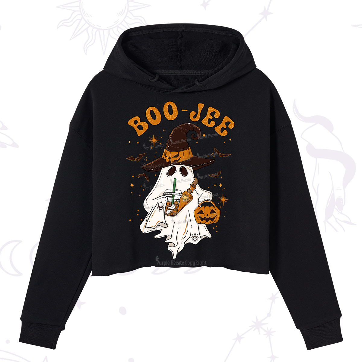 Purplehecate Boo Jee Halloween Crop Hoodie