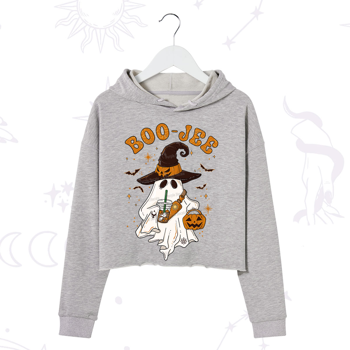 Purplehecate Boo Jee Halloween Crop Hoodie