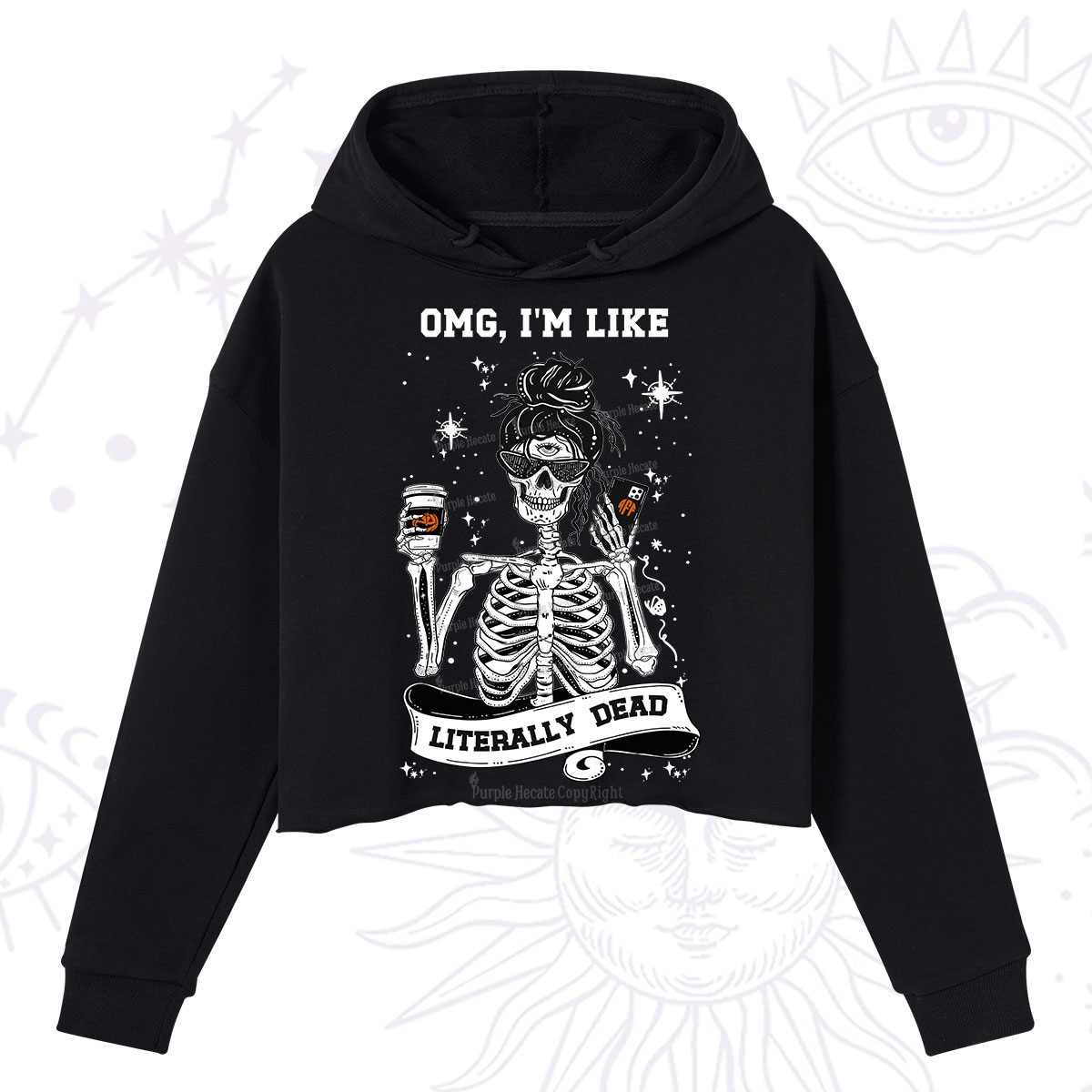 Purplehecate Omg I'm Like Literally Dead Halloween Crop Hoodie