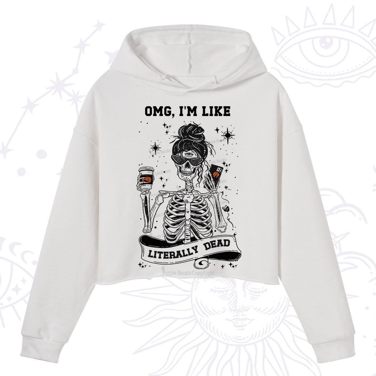 Purplehecate Omg I'm Like Literally Dead Halloween Crop Hoodie