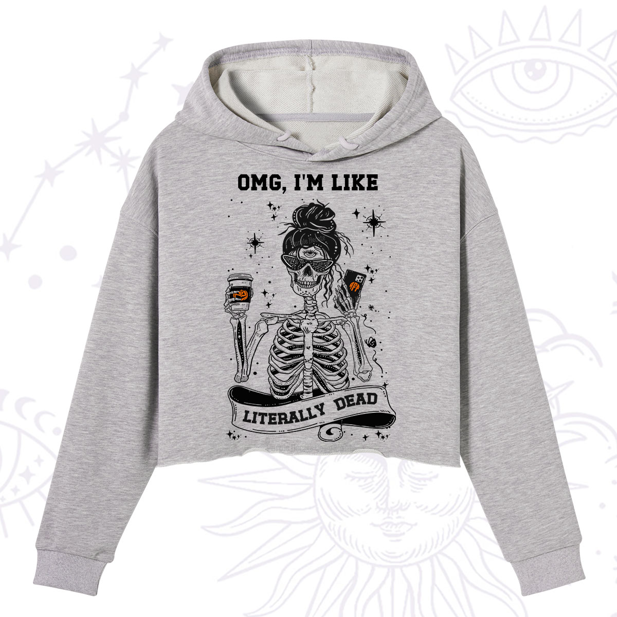 Purplehecate Omg I'm Like Literally Dead Halloween Crop Hoodie
