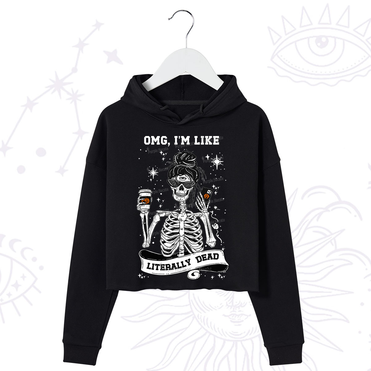 Purplehecate Omg I'm Like Literally Dead Halloween Crop Hoodie
