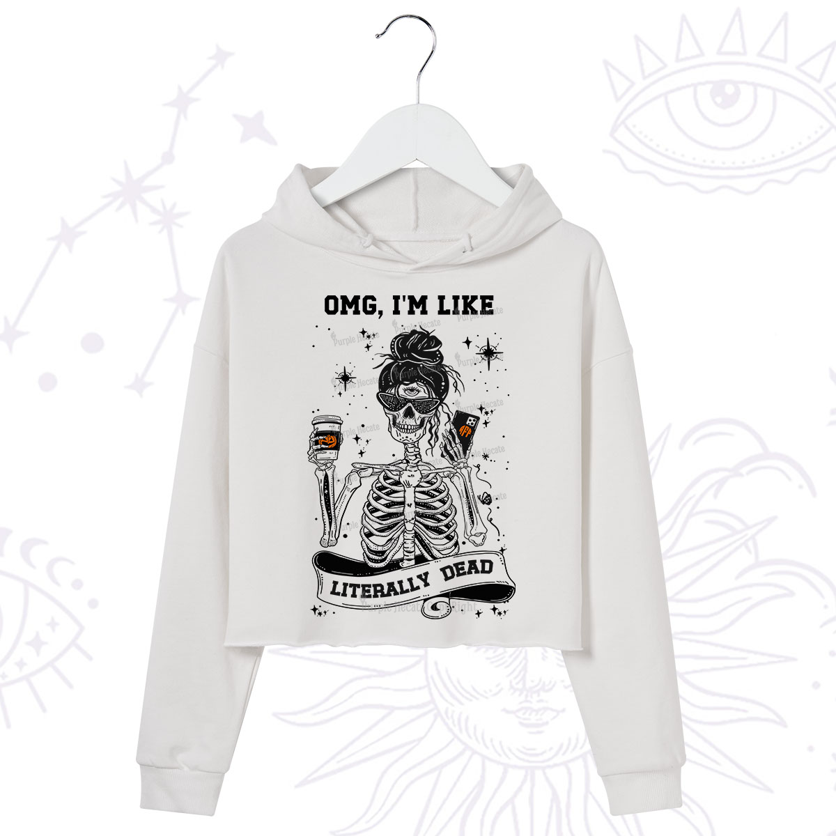 Purplehecate Omg I'm Like Literally Dead Halloween Crop Hoodie