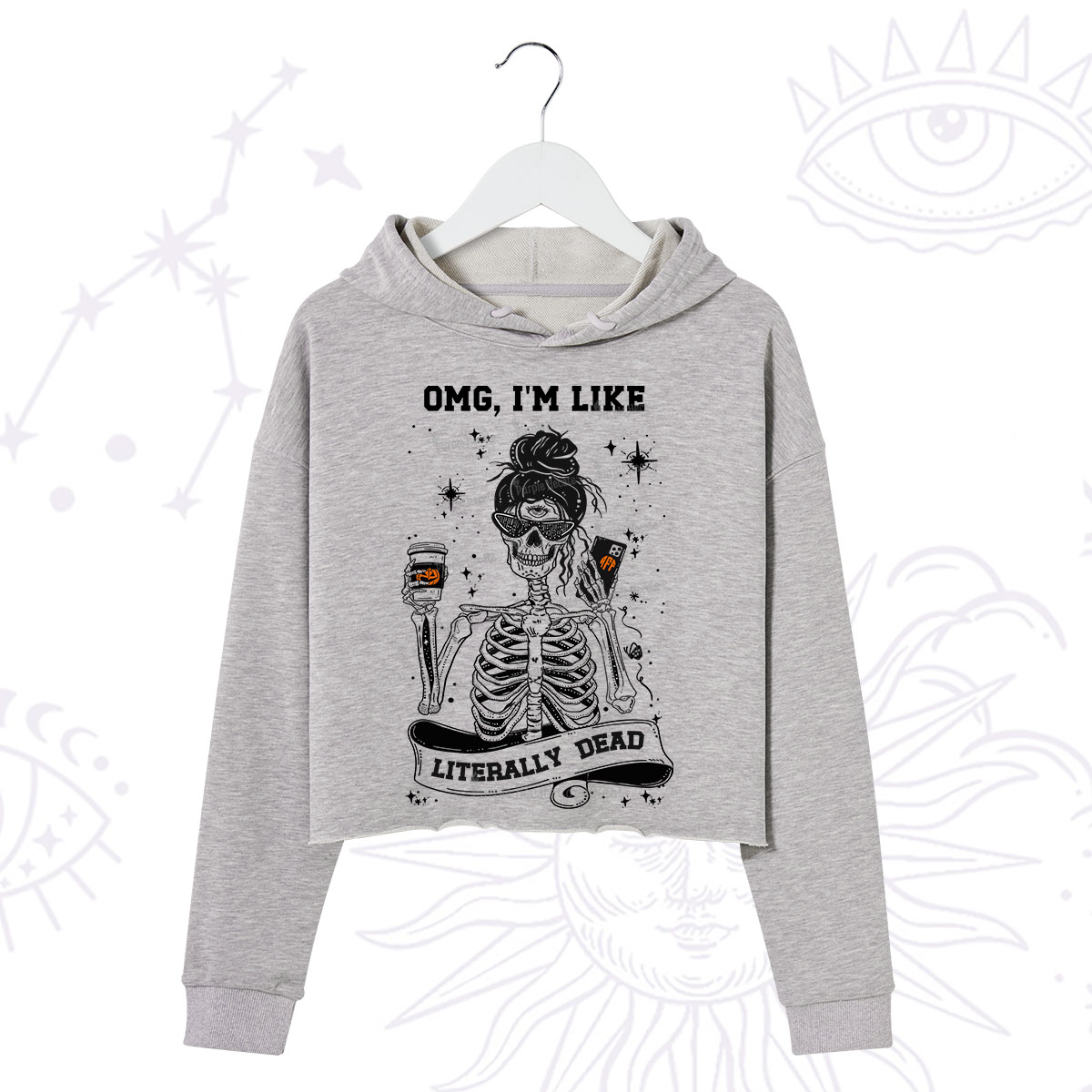 Purplehecate Omg I'm Like Literally Dead Halloween Crop Hoodie