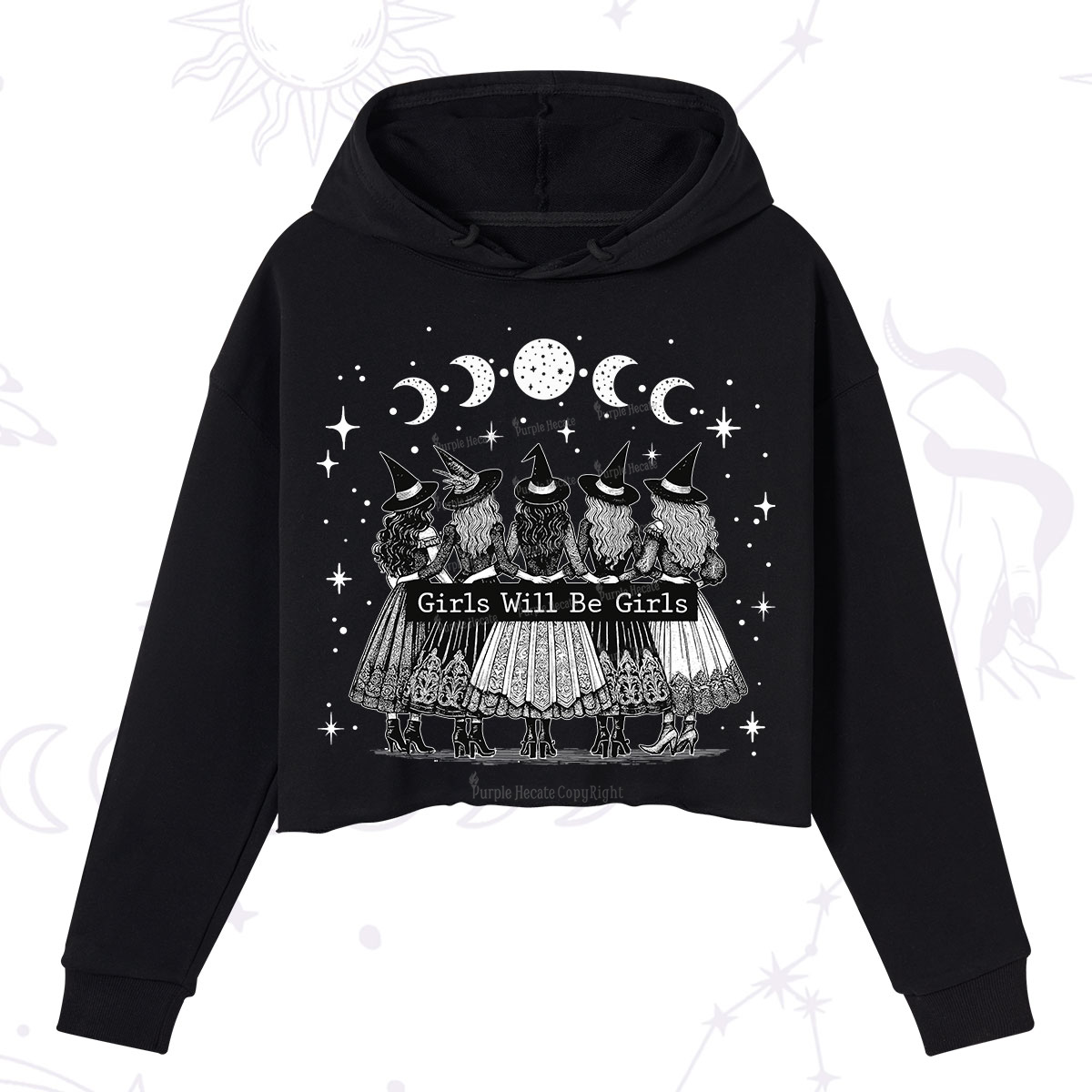 Purplehecate Girls Will Be Girls Witch Power Crop Hoodie
