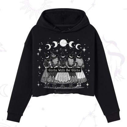 Purplehecate Girls Will Be Girls Witch Power Crop Hoodie