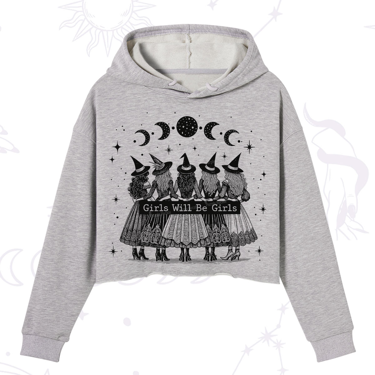 Purplehecate Girls Will Be Girls Witch Power Crop Hoodie
