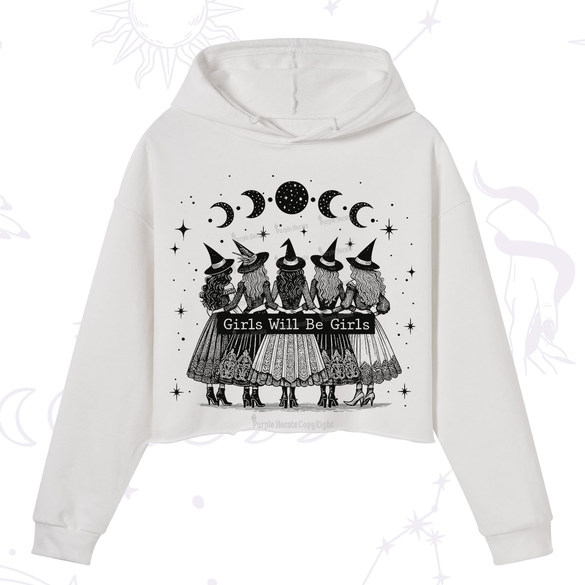 Purplehecate Girls Will Be Girls Witch Power Crop Hoodie