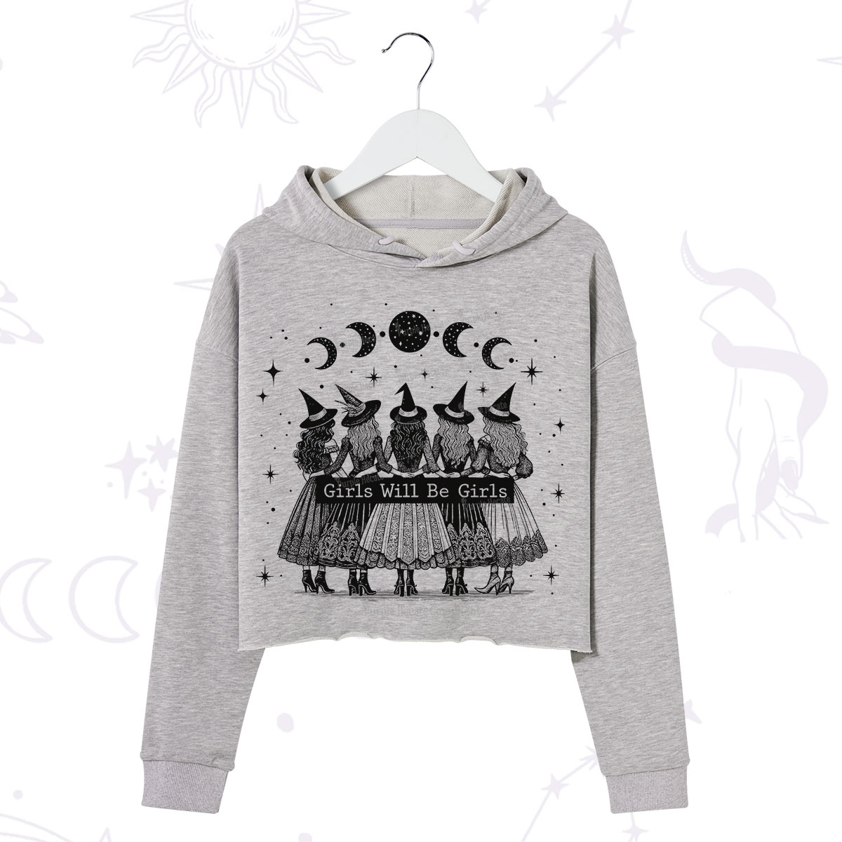 Purplehecate Girls Will Be Girls Witch Power Crop Hoodie