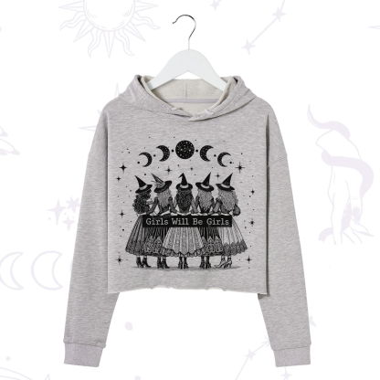 Purplehecate Girls Will Be Girls Witch Power Crop Hoodie