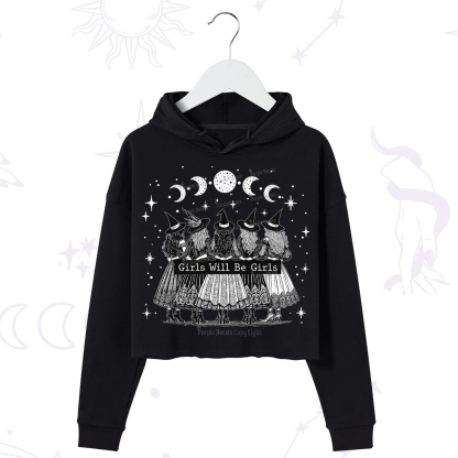 Purplehecate Girls Will Be Girls Witch Power Crop Hoodie