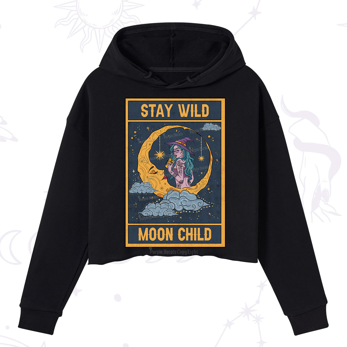 Purplehecate The Stay Wild Moon Child Oracle Card Crop Hoodie