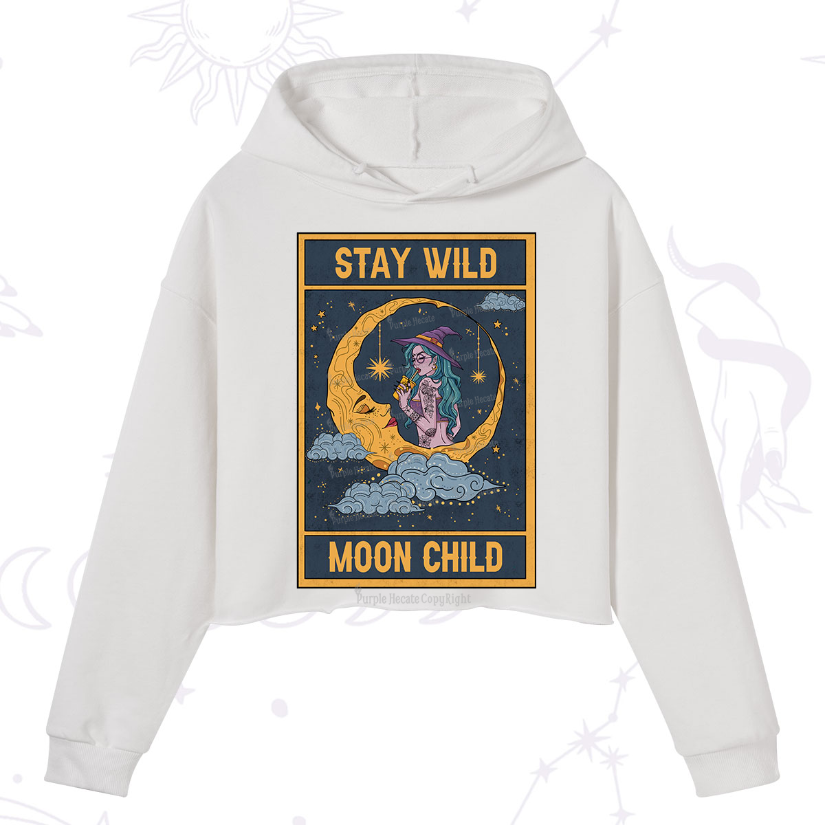 Purplehecate The Stay Wild Moon Child Oracle Card Crop Hoodie