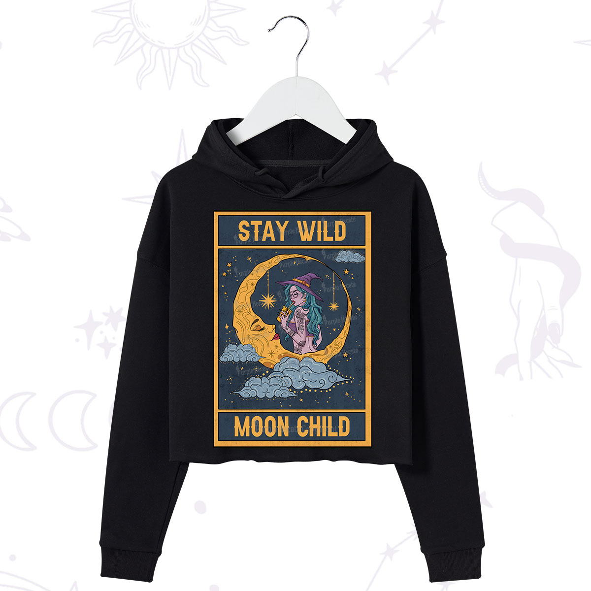 Purplehecate The Stay Wild Moon Child Oracle Card Crop Hoodie