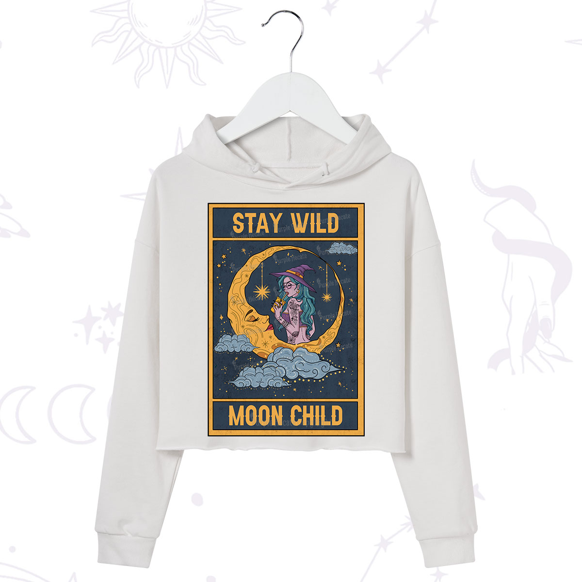 Purplehecate The Stay Wild Moon Child Oracle Card Crop Hoodie