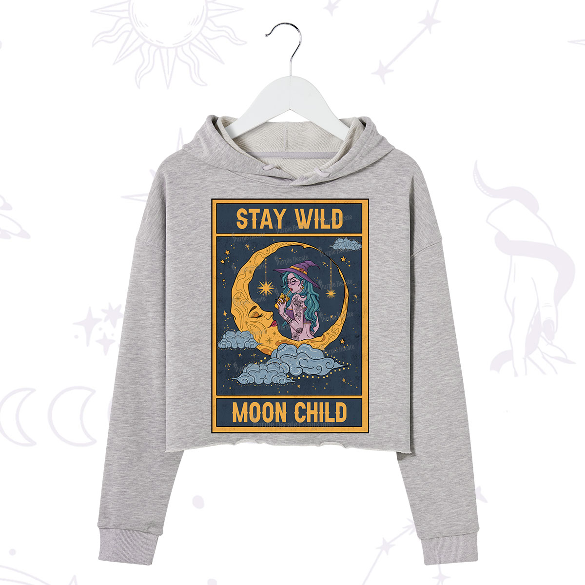Purplehecate The Stay Wild Moon Child Oracle Card Crop Hoodie