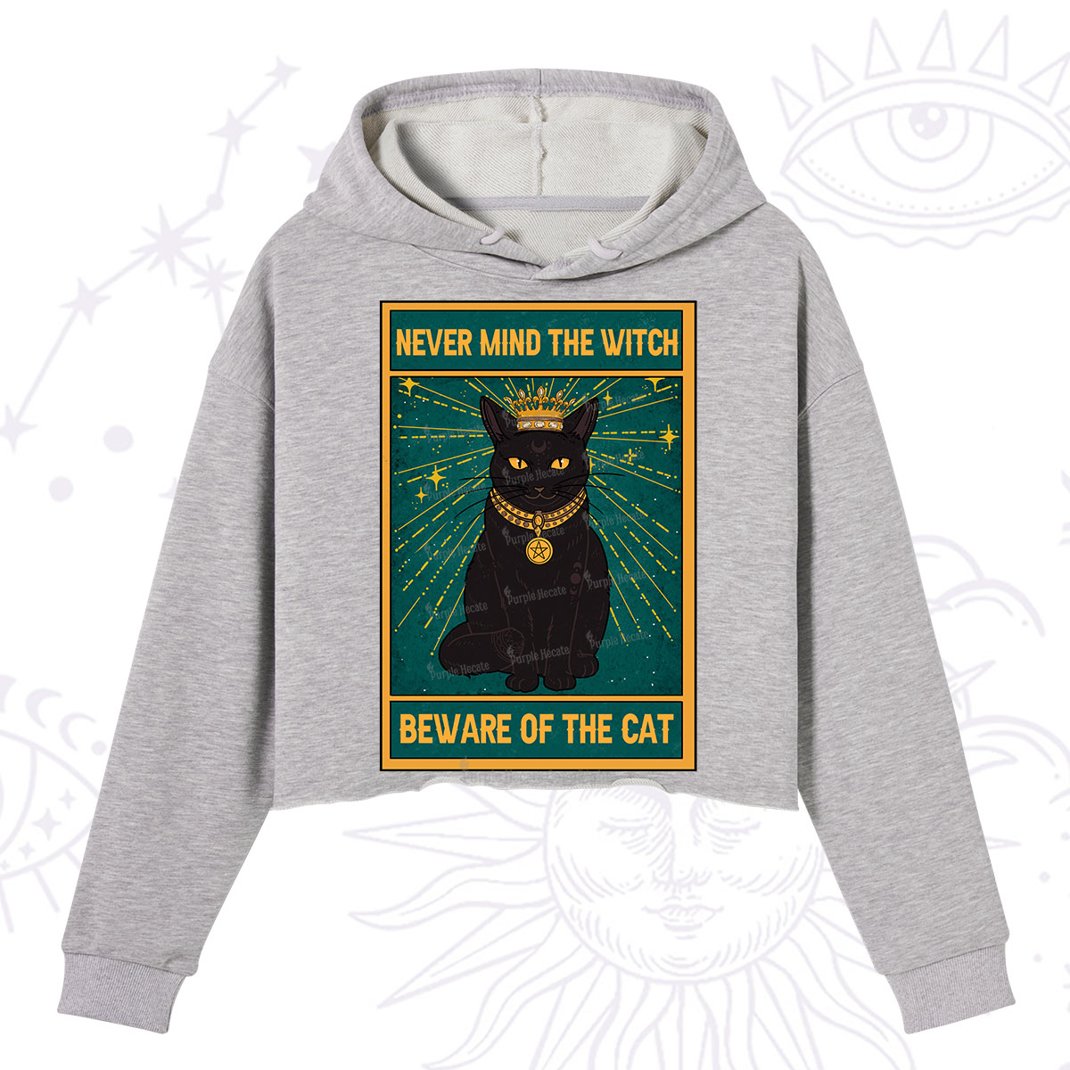 Purplehecate The Never Mind The Witch Beware Of The Cat Oracle Card Crop Hoodie