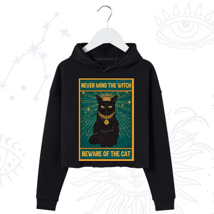Purplehecate The Never Mind The Witch Beware Of The Cat Oracle Card Crop Hoodie