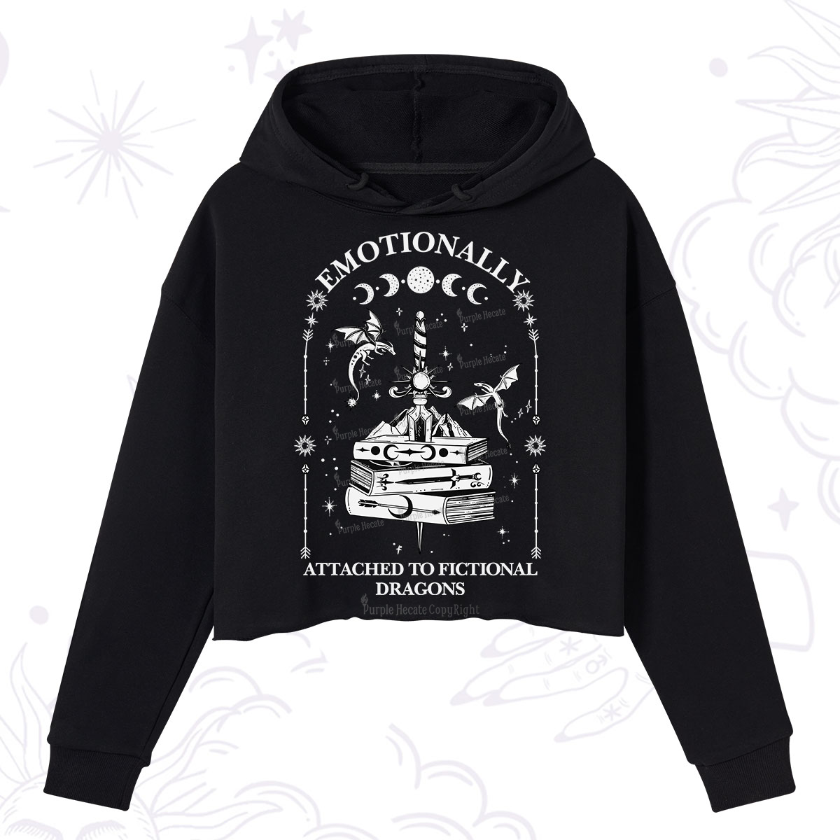 Purplehecate Emotionally Attached to Fictional Dragons Crop Hoodie