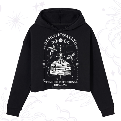Purplehecate Emotionally Attached to Fictional Dragons Crop Hoodie