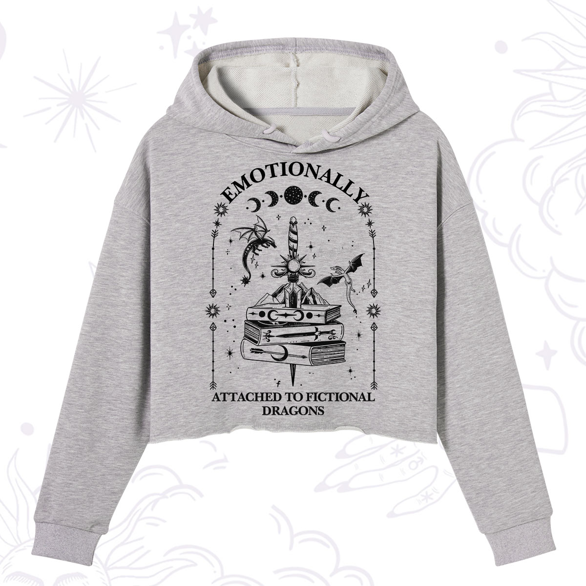 Purplehecate Emotionally Attached to Fictional Dragons Crop Hoodie