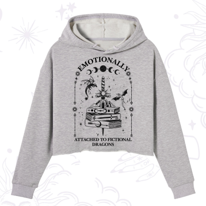 Purplehecate Emotionally Attached to Fictional Dragons Crop Hoodie