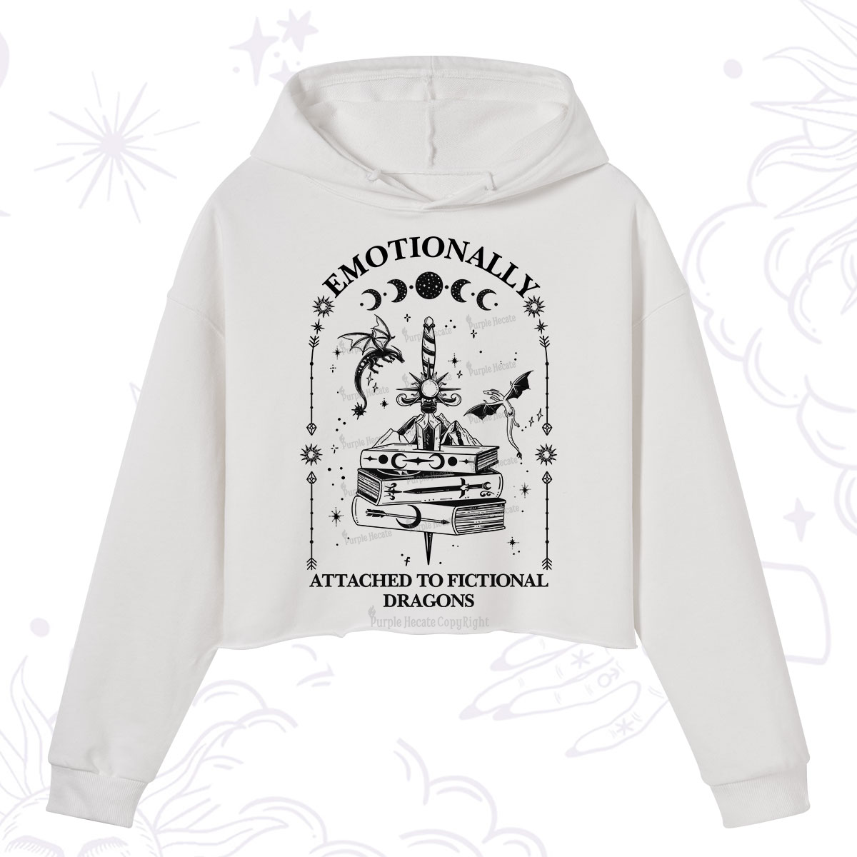 Purplehecate Emotionally Attached to Fictional Dragons Crop Hoodie