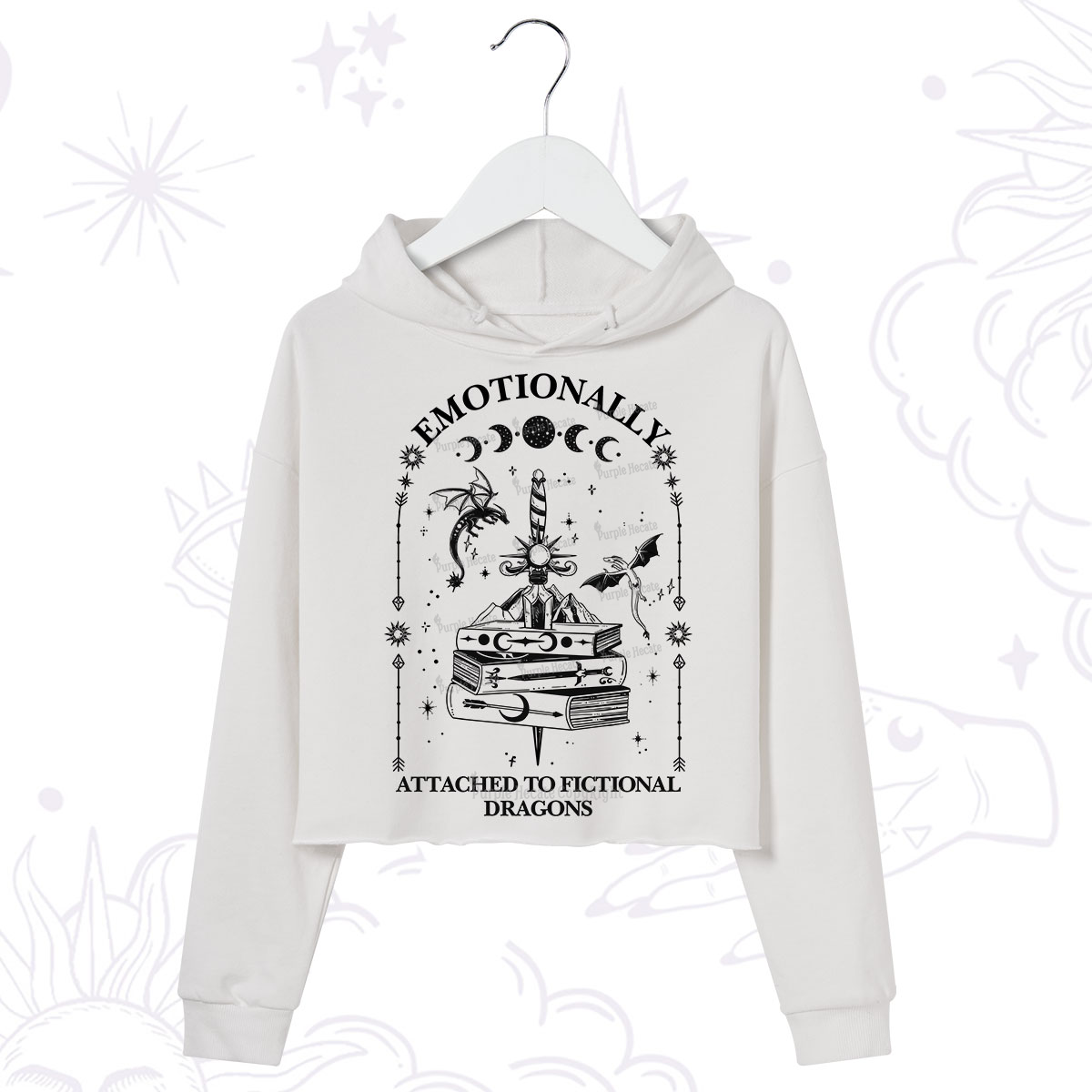 Purplehecate Emotionally Attached to Fictional Dragons Crop Hoodie