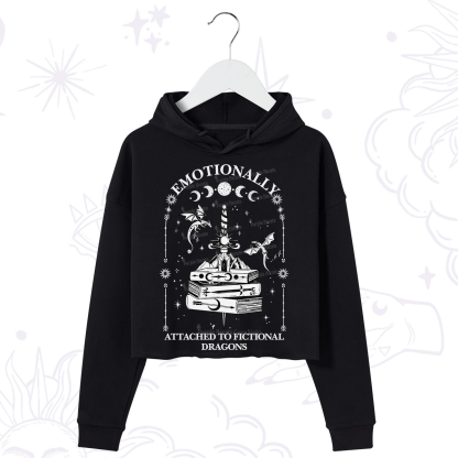 Purplehecate Emotionally Attached to Fictional Dragons Crop Hoodie