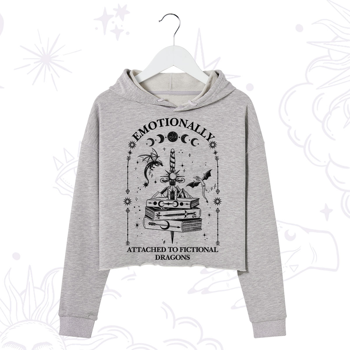 Purplehecate Emotionally Attached to Fictional Dragons Crop Hoodie