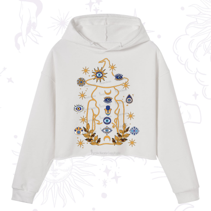 Purplehecate Evil Eye Woman Back Crop Hoodie