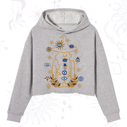 Purplehecate Evil Eye Woman Back Crop Hoodie