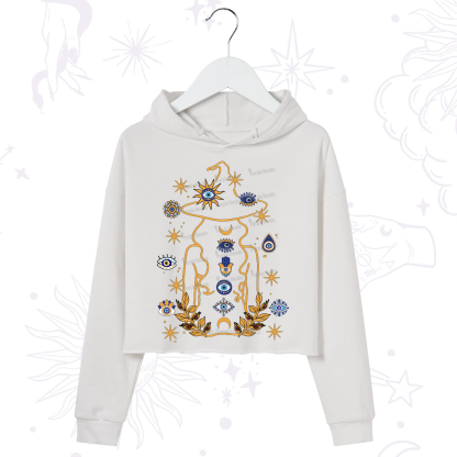 Purplehecate Evil Eye Woman Back Crop Hoodie