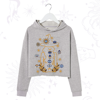 Purplehecate Evil Eye Woman Back Crop Hoodie