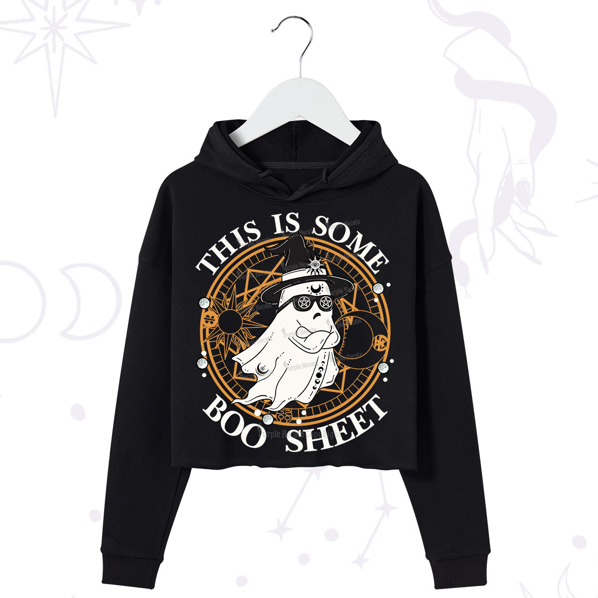 Purplehecate This Is Some Boo Sheet Halloween Crop Hoodie