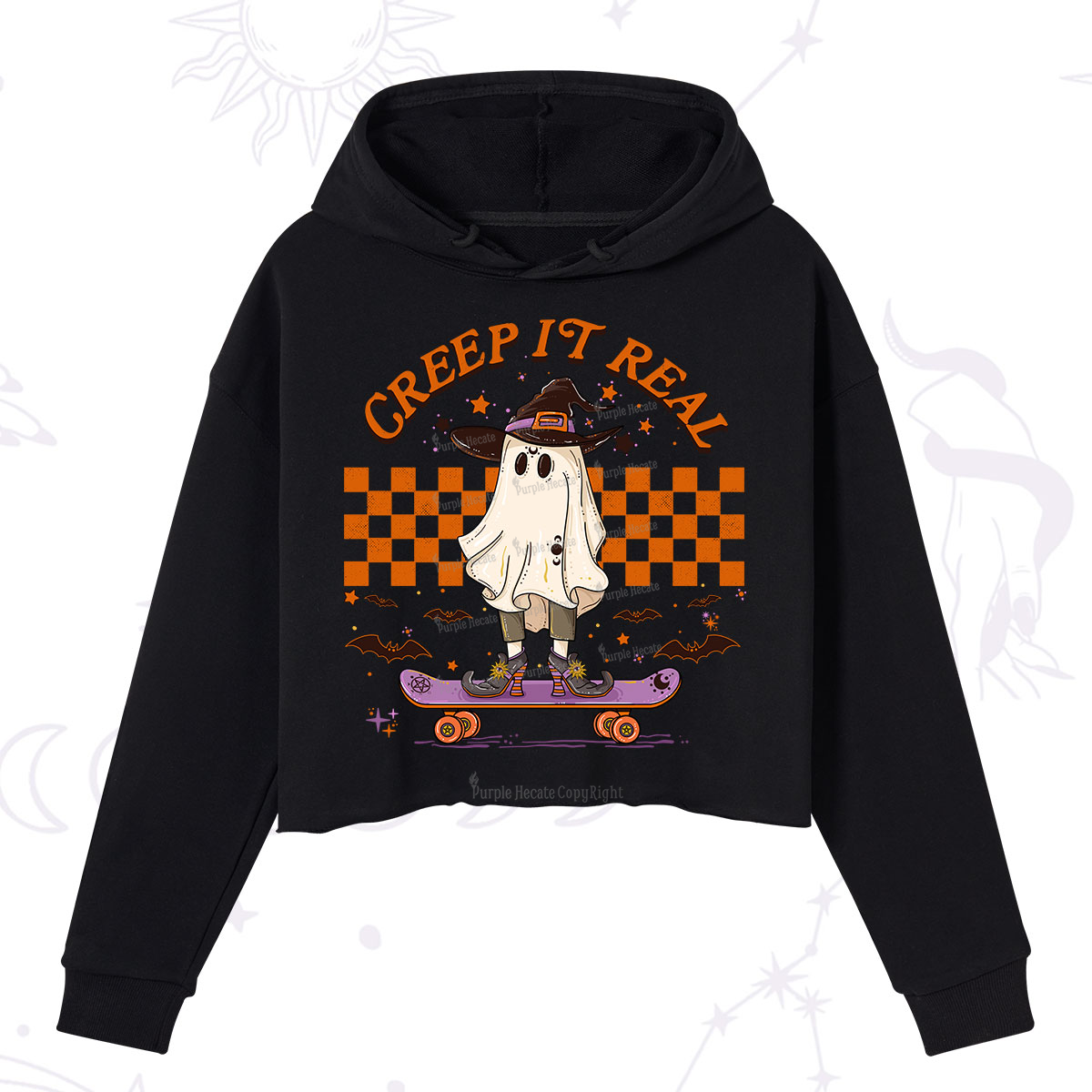 Purplehecate Creep It Real Halloween Crop Hoodie