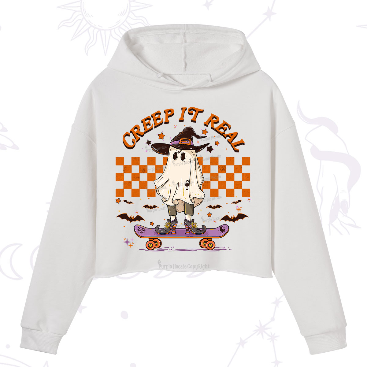 Purplehecate Creep It Real Halloween Crop Hoodie