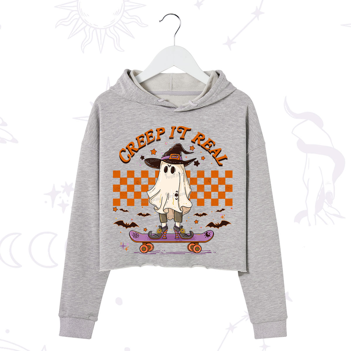 Purplehecate Creep It Real Halloween Crop Hoodie