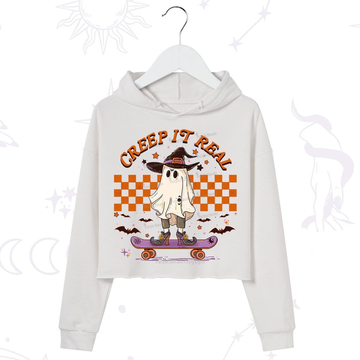 Purplehecate Creep It Real Halloween Crop Hoodie