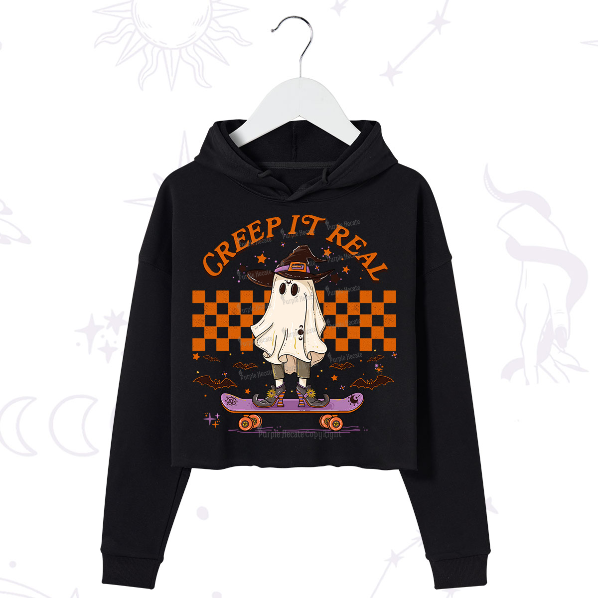 Purplehecate Creep It Real Halloween Crop Hoodie