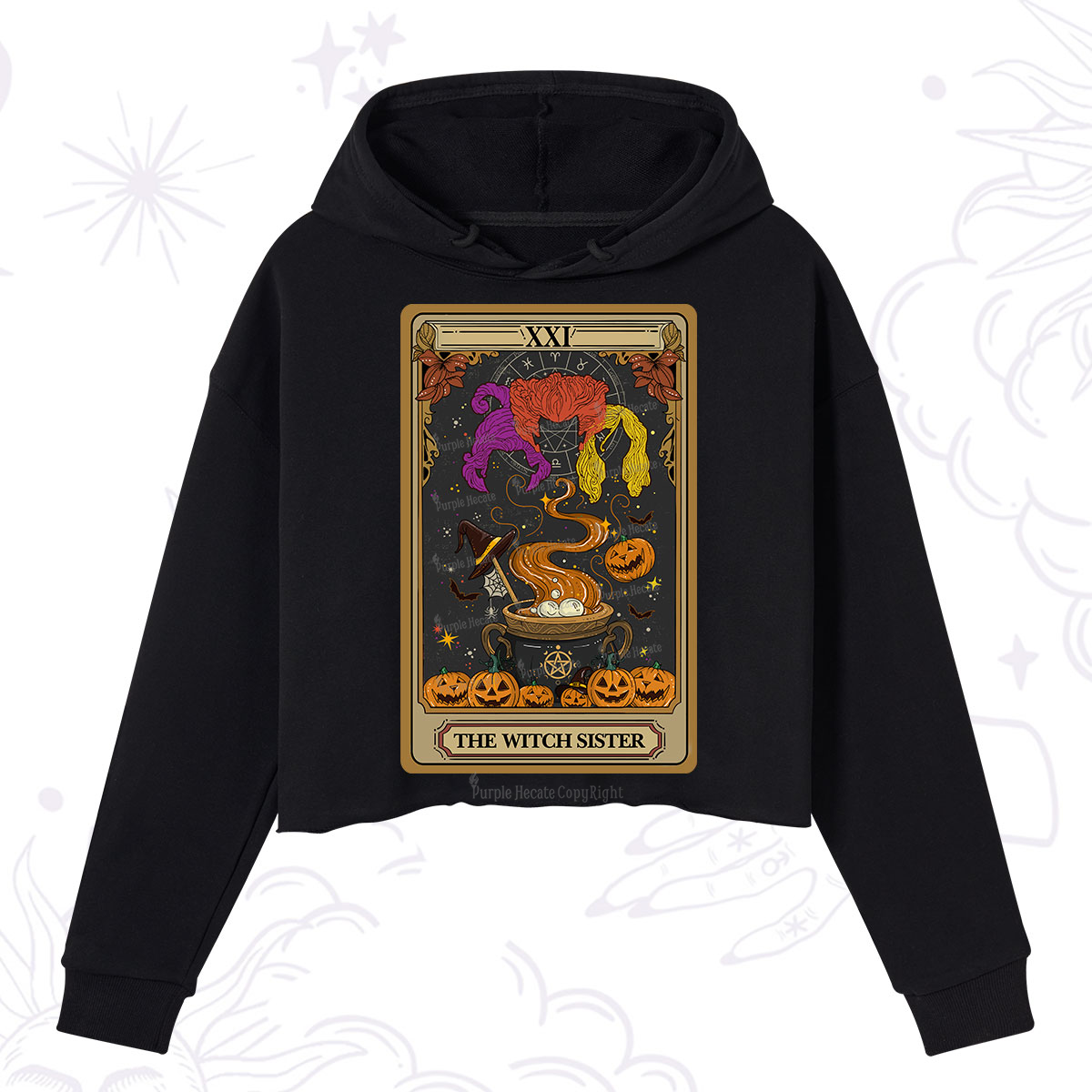 Purplehecate The Witch Sister Tarot Halloween Crop Hoodie