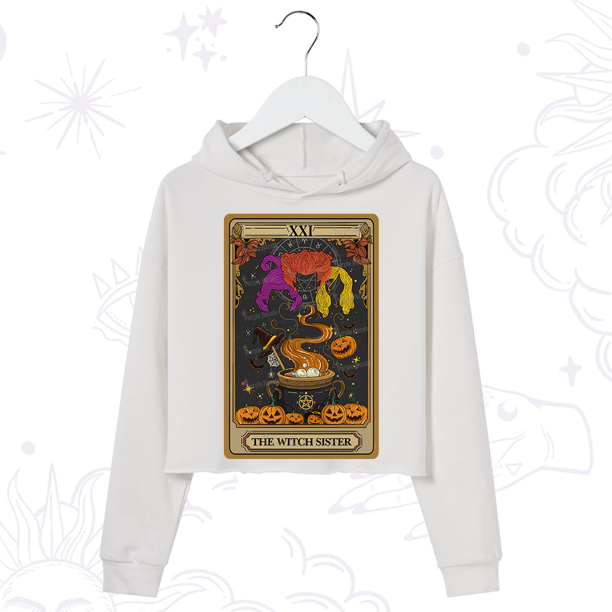 Purplehecate The Witch Sister Tarot Halloween Crop Hoodie