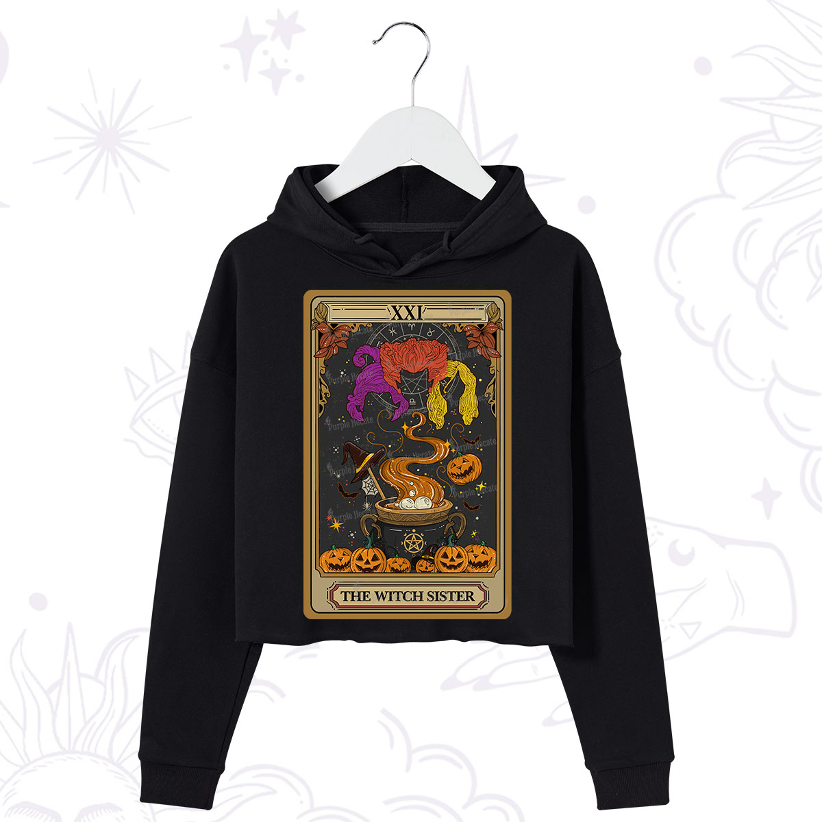 Purplehecate The Witch Sister Tarot Halloween Crop Hoodie