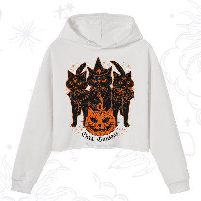 Purplehecate Pumpkin Witch Cat Coven Halloween Crop Hoodie