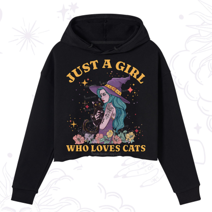 Purplehecate Just A Girl Who Loves Cats Crop Hoodie