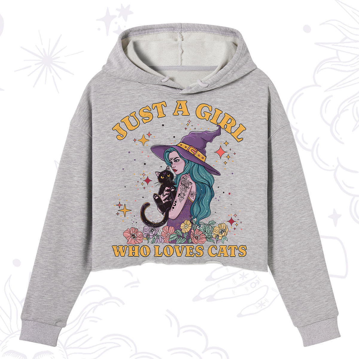Purplehecate Just A Girl Who Loves Cats Crop Hoodie